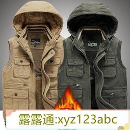加絨加厚鋪棉 工裝背心 馬甲男秋冬戶外多口袋工裝攝影運動保暖背心中老年爸爸裝加絨坎肩 歷史價格詳細信息