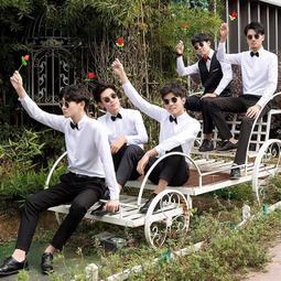 西裝馬甲套裝男春季高級條紋大碼結婚伴郎團服修身上班職業【超齡男裝】 歷史價格詳細信息