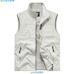 馬甲外套男春秋薄款戶外速乾透氣坎肩立領休閒中年馬夾男背心外套 工裝素色背心 無袖外套 多口袋機能外套 戶外登山攝影背心29440 歷史價格詳細信息