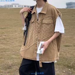 美式無袖牛仔背心男 薄款馬甲 小眾破洞無袖工裝夾克 復古牛仔外套 學院風牛仔馬甲-潮流精選 歷史價格詳細信息
