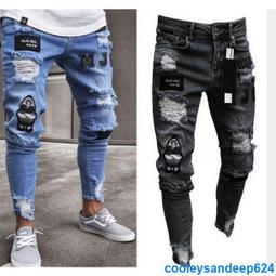 夏季破洞牛仔褲男士修身九分褲子男學生韓版直筒潮流休閑乞丐褲男現貨速發 歷史價格詳細信息