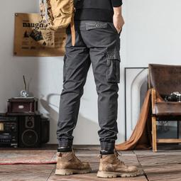 工裝褲男 純棉厚款工作褲 多口袋 抽繩束腰 寬鬆闊腿褲 春秋季潮牌痞帥直筒休閒褲韓版潮流ins長褲子 男生衣著 歷史價格詳細信息