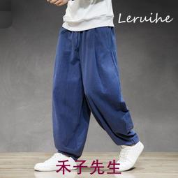 男士棉麻花褲 M-5XL 中國風蘿卜褲 七分褲 亞麻哈倫褲 民族風印花個性大襠褲 夏季薄款棉麻大碼七分哈倫褲 正韓上衣 歷史價格詳細信息