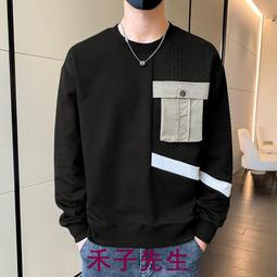 M-4XL秋季大學T 男生長袖上衣 大學T男 字母大學T 韓版長袖T恤 圓領寬鬆大學T 撞色上衣 情侶大學T 打底衫 歷史價格詳細信息