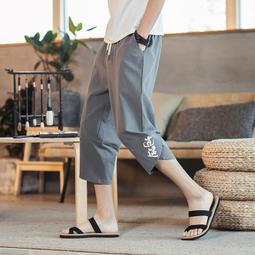 亞麻短褲男夏季中國風大碼男裝五分褲棉麻耐磨透氣沙灘褲休閒中褲 歷史價格詳細信息