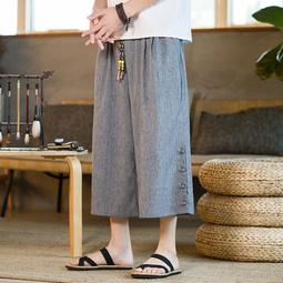 [免運]夏季中國風男裝夏季七分褲男直筒休閑褲大碼寬松薄款短褲沙灘褲男【金隆服裝】 歷史價格詳細信息