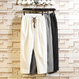 [免運]中國風男裝冰絲長褲休閑褲古風中式闊腿直筒褲大碼胖子男士運動褲#金隆男裝 歷史價格詳細信息