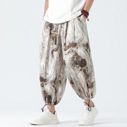 [免運]中國風男裝冰絲垂感九分褲夏薄款闊腿直筒褲胖子大碼休閑哈倫褲男#金隆男裝 價格比較,價格查詢,歷史價格詳細信息