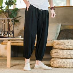 [免運]中國風褲子男夏季薄款短褲直筒寬松七分褲子男大碼沙灘褲闊腿褲潮【金隆服裝】 歷史價格詳細信息