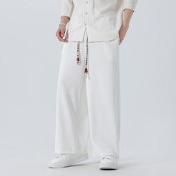 [免運]秋季中國風亞麻長褲垂感刺繡拖地褲大碼男士休閑褲運動直筒闊腿褲【金隆服裝】 歷史價格詳細信息