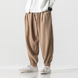 [免運]中國風男裝垂感棉麻長褲子秋季大碼胖子復古風休閑直筒褲哈倫褲男#金隆男裝 歷史價格詳細信息