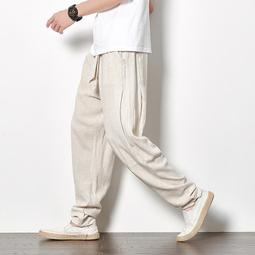 [免運]亞麻褲男春夏寬松棉麻休閑長褲薄款中國風男褲子燈籠褲闊腿哈倫褲【金隆服裝】 歷史價格詳細信息