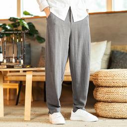 [免運]中國風男裝春夏季薄款冰絲休閑褲大碼胖子闊腿哈倫褲運動束腳褲男【金隆服裝】 歷史價格詳細信息