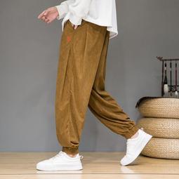 [免運]中國風男裝復古燈芯絨休閑褲闊腿直筒褲秋冬大碼寬松哈倫褲長褲男【金隆服裝】 歷史價格詳細信息