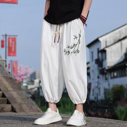 [免運]中國風男裝刺繡休閑褲子男大碼胖子哈倫褲國風復古闊腿褲燈籠褲潮【金隆服裝】 歷史價格詳細信息