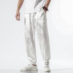 [免運]中國風男裝龍紋盤扣冰絲七分褲民族風新中式闊腿直筒褲男沙灘褲夏【金隆服裝】 歷史價格詳細信息