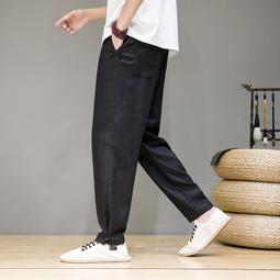 [免運]夏季中式垂感亞麻褲子男寬松大碼男士中國風復古盤扣棉麻休閑長褲【金隆服裝】 價格比較,價格查詢,歷史價格詳細信息