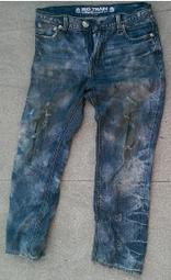 BIG TRAIN 墨達人深藍色刷色立體抓褶刺繡中腰牛仔褲 S號 歷史價格詳細信息