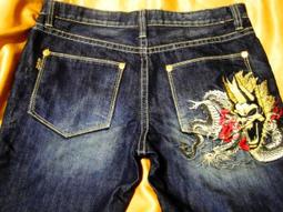 【帥哥王 】全新BLUEWAY 3D側面黃金爆裂鬼頭 神龍立體刺繡 金線金扣刷洗牛仔32腰原4680只要2950 歷史價格詳細信息