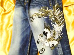 【帥哥王】BLUE WAY 鬼洗 日本藍 黃金鳳凰展翅 超大3D圖騰金線刺繡 藍色波浪紋31腰原4280只要2750 歷史價格詳細信息