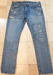 【帥哥王 】八成新A&amp;F AF Abercrombie &amp; Fitch美國麋鹿深藍色小直筒褲34腰超級便宜只要1080元 歷史價格詳細信息