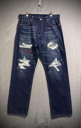 【破壞加工LVC 大E赤耳現貨34腰】美國LEVIS 47501 SEA CHANGE 深藍洗白直筒牛仔褲W34L34 歷史價格詳細信息