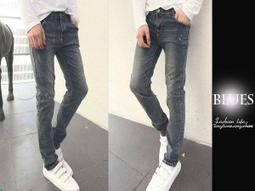 牛仔褲 雅痞破壞補丁窄管彈力牛仔褲【E3532】青山AOYAMA 歷史價格詳細信息