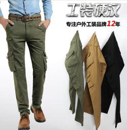 工裝褲男 純棉厚款工作褲 多口袋 抽繩束腰 寬鬆闊腿褲 春秋季潮牌痞帥直筒休閒褲韓版潮流ins長褲子 男生衣著 歷史價格詳細信息