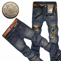 【潮裡潮氣】爆款牛仔褲男歐美潮流褶皺男式破洞乞丐裝外貿機車長褲 歷史價格詳細信息