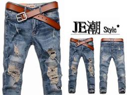 【JE潮】韓系個性水洗刷色彈性修身牛仔褲 現+預 【JM3316】 歷史價格詳細信息