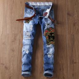 【潮裡潮氣】外貿油漆牛仔褲男歐美破洞個性懷舊直筒牛仔褲男裝 歷史價格詳細信息