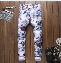 【潮裡潮氣】春季韓版時尚個性潮流3D印花休閒彈力男裝小腳牛仔長褲&lt;狼&gt; 價格比較,價格查詢,歷史價格詳細信息