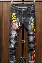 2205(29~36)韓版男裝時尚休閒褲磨破特色紋路彈力修身小腳牛仔長褲 歷史價格詳細信息