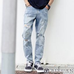 【OBIYUAN】牛仔褲 韓國 高品質 彈性 仿舊 水洗 破壞 單寧 長褲【GJ6103】 歷史價格詳細信息