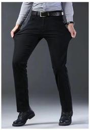 純黑色男士彈力牛仔褲男秋冬新款寬鬆直筒休閒大碼修身長褲男韓版 歷史價格詳細信息