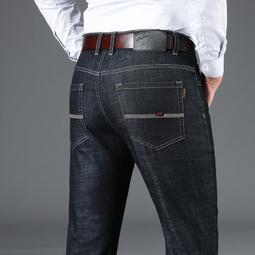 新款春夏中年牛仔褲休閑高檔男士牛仔褲彈力牛仔男爸爸牛仔褲寬松 歷史價格詳細信息