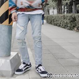 【OBIYUAN】牛仔褲 韓國 高品質 彈性 仿舊 水洗 破壞 單寧 長褲【GJ6103】 歷史價格詳細信息