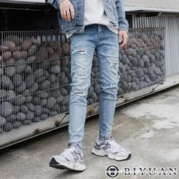 【OBIYUAN】牛仔褲 韓國 高品質 彈性 仿舊 水洗 破壞 單寧 長褲【GJ6103】 歷史價格詳細信息