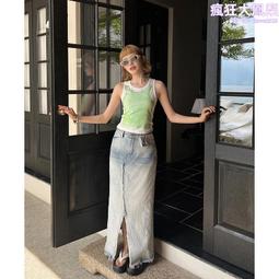 UNITY MODE美式休閒復古做舊牛仔褲女夏季藍色直筒闊腿長褲褲子潮 歷史價格詳細信息