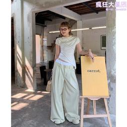 UNITY MODE美式休閒復古做舊牛仔褲女夏季藍色直筒闊腿長褲褲子潮 歷史價格詳細信息