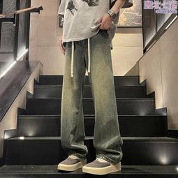 2024復古休閒寬鬆牛仔褲男直筒寬鬆春款闊腿褲美式高街褲子男 歷史價格詳細信息