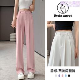 窄版闊腿褲女春夏季垂墜感直筒2024顯瘦休閒小個子高腰網文西裝褲 歷史價格詳細信息