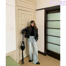 UNITY MODE美式休閒復古做舊牛仔褲女夏季藍色直筒闊腿長褲褲子潮 歷史價格詳細信息