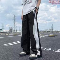 夏季美式條紋直筒褲男 ins潮三條槓簡約運動休閒褲男 新款速乾超薄潮流百搭長褲男 M3XL 歷史價格詳細信息
