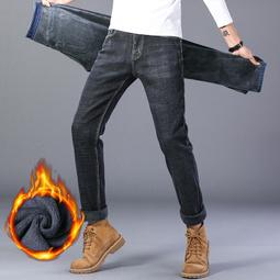 冬款牛仔絝男彈力男士牛仔長絝子男青年直筒寬松加絨加厚保暖絝子 歷史價格詳細信息