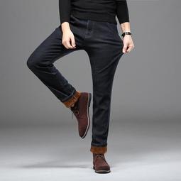 冬季青年彈力加絨牛仔褲男式小直筒褲修身褲商務保暖大碼男士牛仔長褲 歷史價格詳細信息