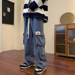 美式高街復古牛仔褲男士寬鬆潮流做舊色春夏新款休閒直筒青少年裝 歷史價格詳細信息