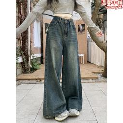 早春高腰直筒牛仔褲女胖mm寬鬆顯瘦不規則大碼梨型身材闊腿褲子秋 歷史價格詳細信息