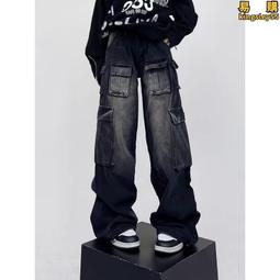 美式街頭復古工裝牛仔褲男設計感多口袋寬鬆直筒百搭高街工裝長褲 歷史價格詳細信息