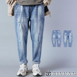 【OBIYUAN】牛仔褲 韓國 高品質 彈性 仿舊 水洗 破壞 單寧 長褲【GJ6103】 歷史價格詳細信息